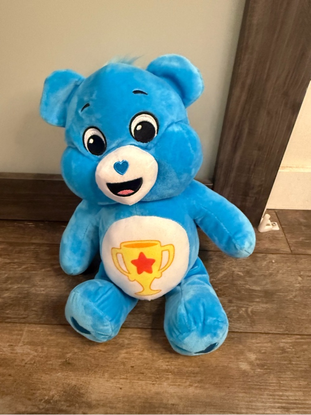 Blue Carebear Plush Blue Teddy Bear with Trophy Belly Design - Kids Toy
